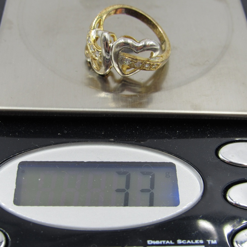 Vintage Size 6 Sterling CZ Diamond Heart Ring - Picture 8 of 8